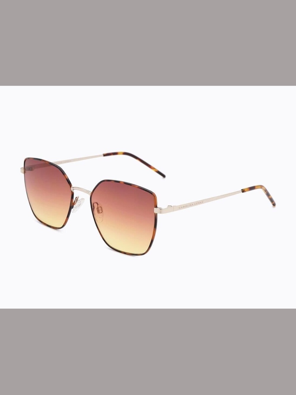 Caroline Lemke Women's Gradient Brown Tortoise Slim-Arm Sunglasses